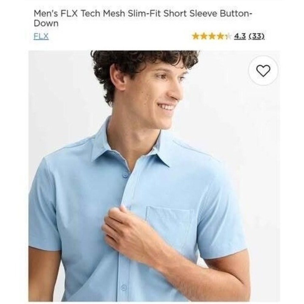 Apt 9 Performance Button Down Men XLT Blue Premier Flex Tech Mesh Short Sleeve - Picture 8 of 8